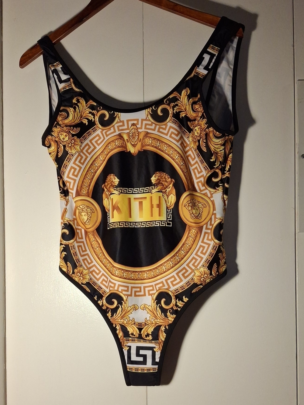 Versace Black and Gold Logo-Trimmed Swimwear